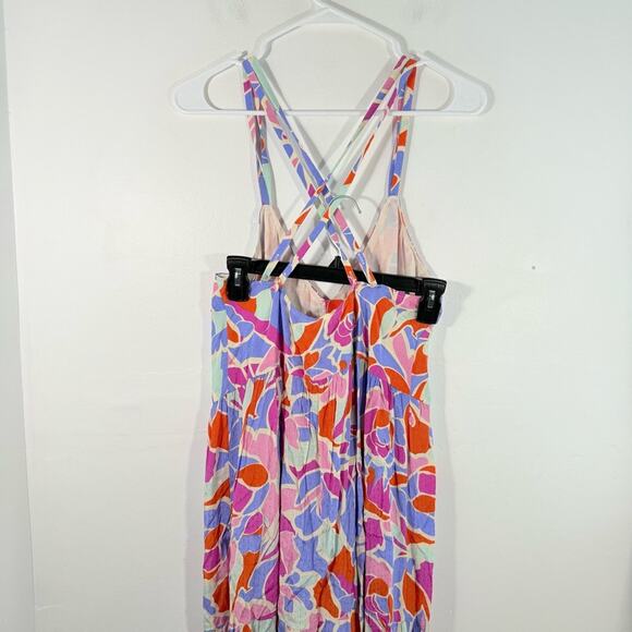 FRNCH Paris Amande Multicolor Geometric Maxi Tiered Textured Dress Small - Picture 9 of 16